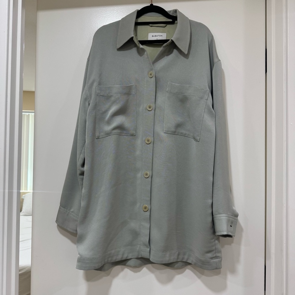 Aritzia Babaton Borna Sage Green Jacket Women’s Size Medium Oversized #78412